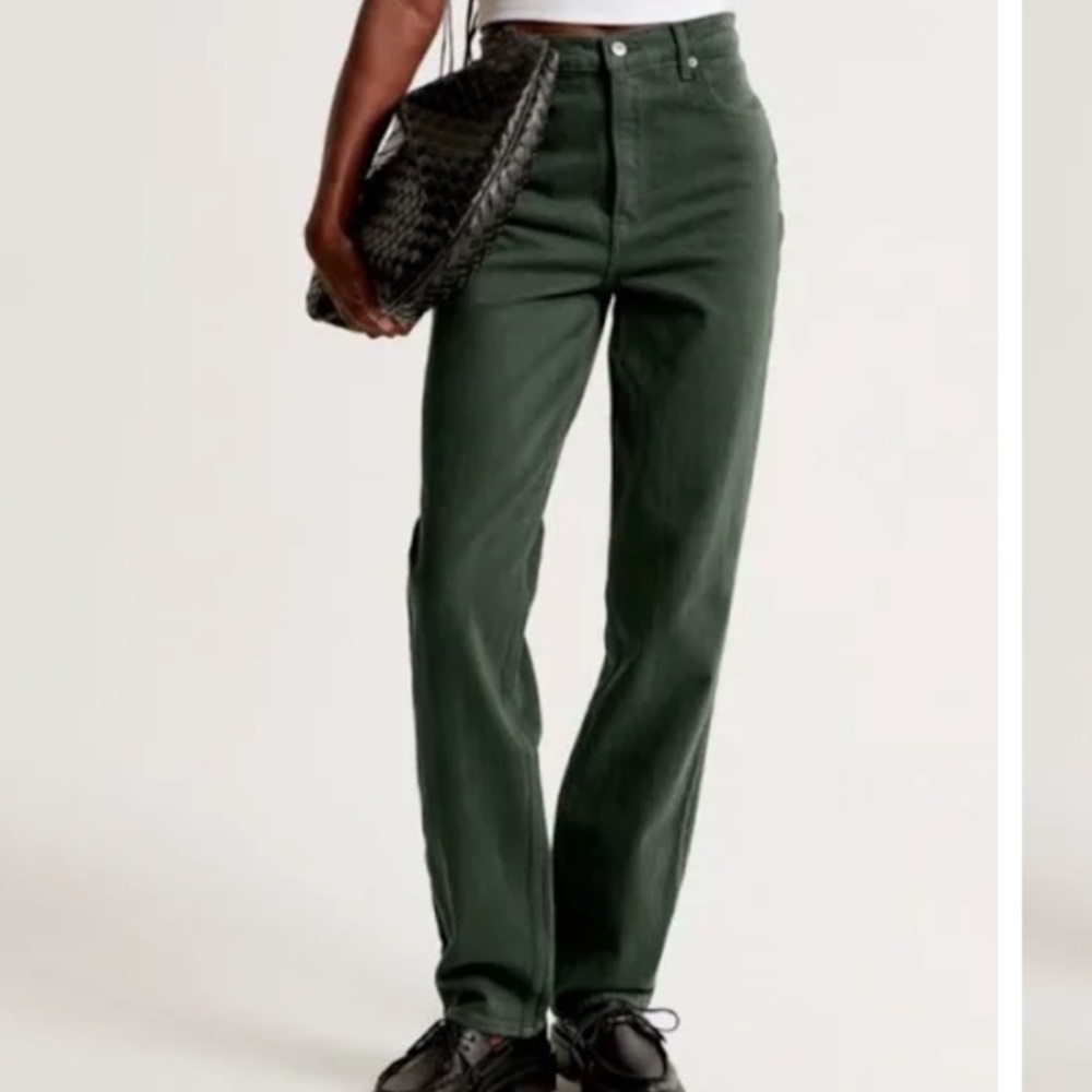Abercrombie & Fitch - The 90’s Straight Ultra High Rise Green Denim